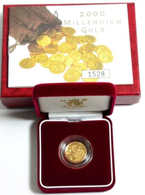 Lot 112 - Gold Proof Half Sovereign 2000 'Millennium,' with cert, in CofI, FDC