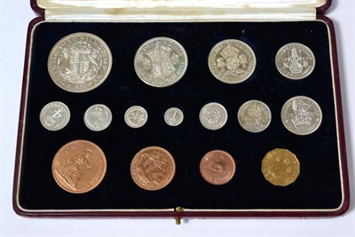 Lot 131 - George VI Proof Set 1937, 15 coins farthing to crown, in red leatherette CofI (marks & other...