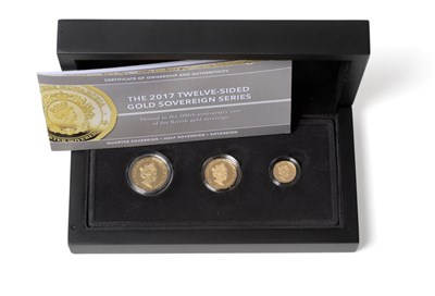 Lot 148 - Tristan da Cunha, 3-Coin Gold Proof Set 2017 comprising: sovereign (8.1g), half sovereign (4.06g) &