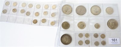 Lot 161 - George V, 3 x Crowns 1935, together with 3 x florins 1923, 1929 & 1936, sixpence 1925 & 17 x...