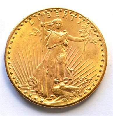 Lot 177 - USA Gold 20 Dollars 1927, Saint-Gaudens, 33.46g, .900 gold; trivial contact marks, good edge, EF