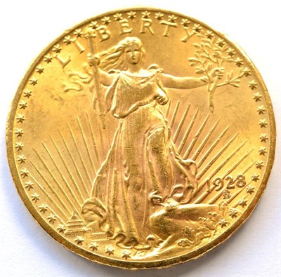 Lot 178 - USA Gold 20 Dollars 1928, Saint-Gaudens, 33.44g, .900 gold, minor contact marks, good edge, EF