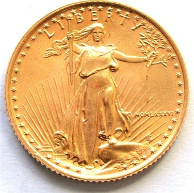 Lot 185 - USA Gold 5 dollars 1986 (MCMLXXXVI), 3.37g, .917 gold (1/10oz fine gold) BU