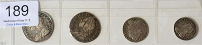 Lot 189 - George II, 2 x Shillings comprising: 1739 young laureate & draped bust, roses in angles, normal...