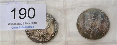 Lot 190 - George III, 2 x Shillings comprising: 1787 no hearts, a few faint hairlines o/wise lustrous...