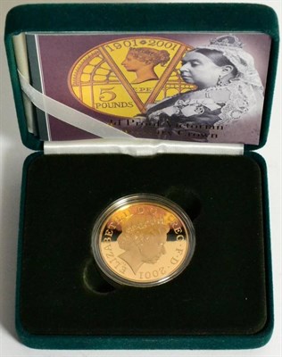 Lot 205 - Gold Proof £5 2001 'Victoria Anniversary,' 40.07g, 2,098 issued (this coin No. 0612), with cert