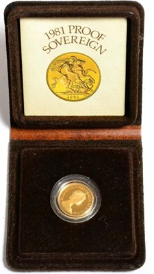 Lot 206 - Proof Sovereign 1981, with cert, in wallet of issue, FDC