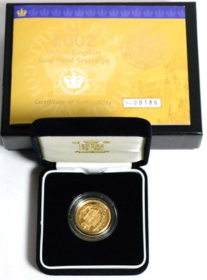 Lot 210 - Proof Sovereign 2002, Shield of Arms rev by Timothy Noad, with cert, in CofI, FDC