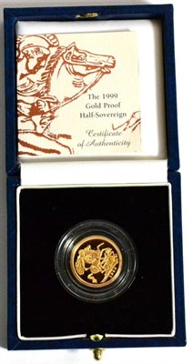 Lot 211 - Proof Half Sovereign 1999, with cert, in CofI, FDC