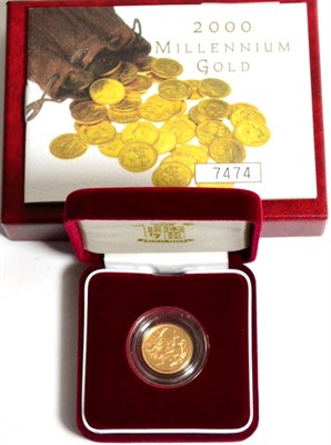 Lot 212 - Proof Half Sovereign 2000, with cert, in CofI, FDC