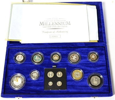 Lot 216 - Millennium' Silver Proof Set 2000, a 13-coin set  comprising: £5 with British Isles...