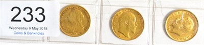 Lot 233 - 3 x Half Sovereigns comprising: 1900, 1906 & 1911 minor rev rim imperfections; generally AVF to VF