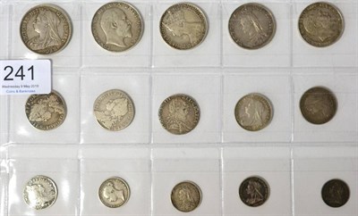 Lot 241 - 15 x English Silver Coins comprising: 2 x halfcrowns: 1896 & 1902, 3 x florins: 1886, 1887JH &...