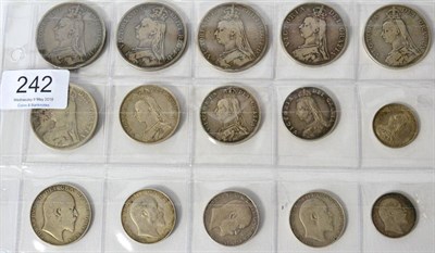 Lot 242 - Victoria, 10 x Jubilee Head Silver Coins comprising: 3 x crowns: 1889, 1890 & 1891, 3 x double...