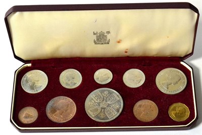 Lot 248 - Proof Set 1953, 10 coins farthing to crown, in CofI, toning on bronze & lighter toning on CuNi,...