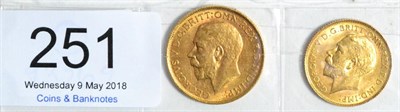 Lot 251 - George V, Sovereign 1913 light contact marks AVF & half sovereign 1925SA VF