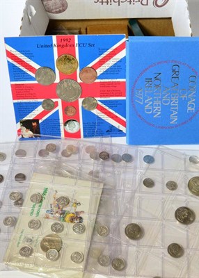 Lot 252 - Miscellaneous UK & Foreign Coins including: UK 2 x silver proof crowns 1977 & 1981 with certs,...