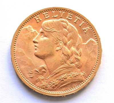 Lot 254 - Switzerland, Gold 20 Francs 1900B, 6.46g, .900 gold, AEF