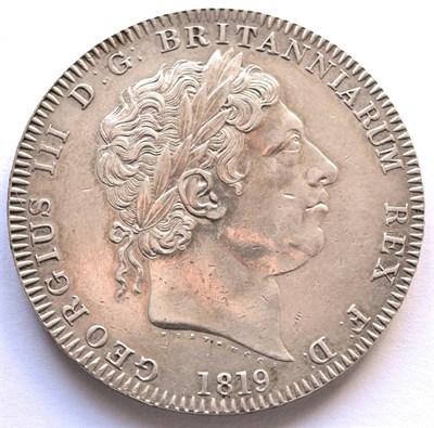 Lot 255 - George III Crown 1819 LIX, contact marks & light hairlines, good edge, VF to GVF