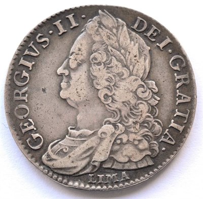 Lot 258 - George II Halfcrown 1746 D. NONO LIMA, minor contact marks, small edge bruise at 6 o'clock...