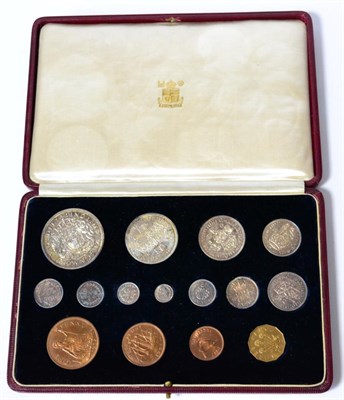 Lot 260 - George VI Proof Set 1937, 15 coins farthing to crown & including Maundy set, in CofI (in very...