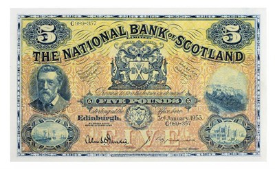 Lot 270 - The National Bank of Scotland £5, 3 Jan 1953, Dandie & Brown, prefix C; no pinholes, edge faults