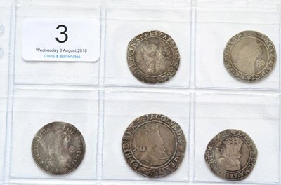 Lot 3 - Elizabeth I, 3 x Sixpences comprising: 1580 fifth issue MM Latin Cross, scratches in obv field...