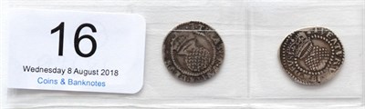 Lot 16 - James 1, 2 x Silver Half Groats, (1) second coinage (1604-1619), obv. I.D.G. ROSA SINE SPINA around