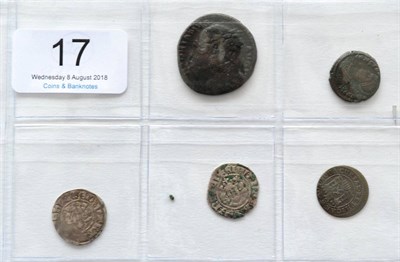 Lot 17 - 4 x Miscellaneous Hammered Coins comprising: Roman Imperial: Hadrian copper as, rev. SALVS...