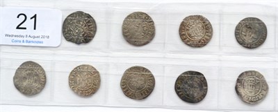 Lot 21 - Edward I, 9 x Silver Pennies comprising: London Mint(x6), Canterbury Mint, Durham Mint & Bury...