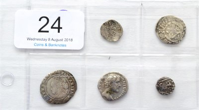 Lot 24 - 3 x English Hammered Silver Coins comprising: (1) Edward I farthing, Newcastle upon Tyne Mint, obv.