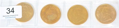 Lot 34 - South Africa, 4 x Krugerrands 1974, each 1oz fine gold, BU