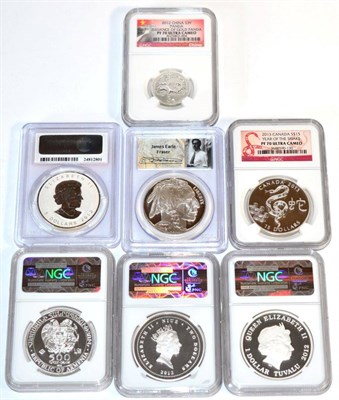 Lot 48 - 7 x Foreign Silver Proofs , all slabbed by either NGC or PCGS & comprising: Niue 2 dollars...