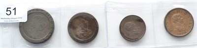 Lot 51 - George III, 4 x Copper Coins comprising: 'cartwheel' twopence 1797 contact marks Fine,...