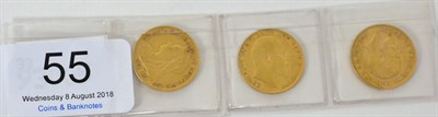 Lot 55 - 3 x Half Sovereigns comprising: 1900, 1906 & 1911 minor rev rim imperfections; generally AVF to VF