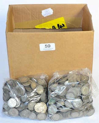 Lot 59 - £85.25 Face Value pre-47 Silver, all florins & shillings (bar 25 x sixpences), wt. 9.560kg