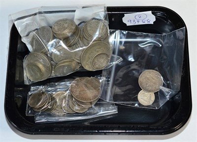 Lot 86 - £3.57½ Face Value Pre-47 Silver, wt 397g, £0.57½ face value pre-20 silver wt 63g, 6...