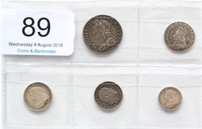 Lot 89 - 5 x Maundy Odds comprising: fourpence 1760 GVF,   3 x twopences: Charles II undated type AVF,...