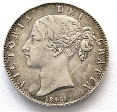 Lot 99 - Victoria Crown 1845 VIII, cinquefoil stops, hairlines, light contact marks & minor edge...