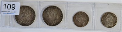 Lot 109 - George II, 2 x Halfcrowns 1745 LIMA: (1)  obv minor rim imperfections at 7 & 8 o'clock o/wise...