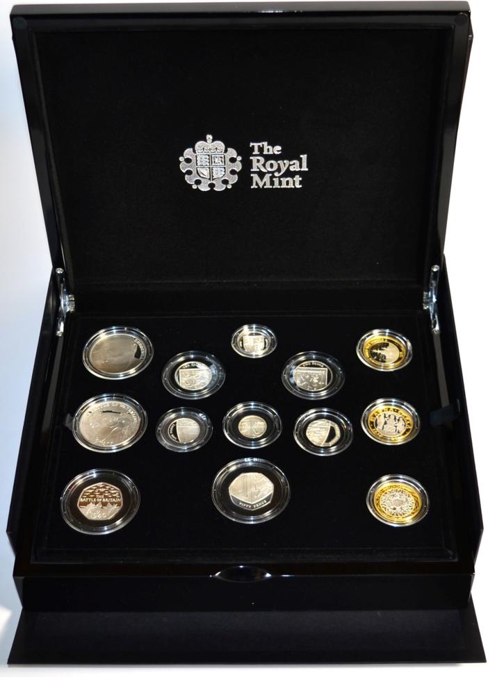 Lot 124 - Royal Mint Silver Proof Set 2015, a 13 coin set comprising: 8 x standard coins 1p to £2,...