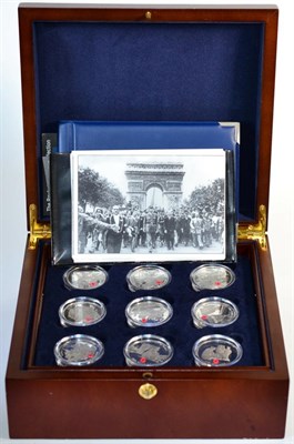 Lot 144 - Gibraltar, 'The Route to Victory' a collection of 18 x sterling silver £5 each depicting a...