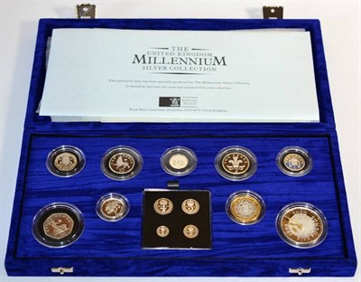 Lot 164 - Millennium Silver Proof Set 2000,'  a 13-coin set comprising 1p, 2p, 5p, 10p, 20p, 50p, £1,...