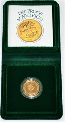 Lot 176 - Proof Sovereign 1980, with cert, in wallet of issue, FDC