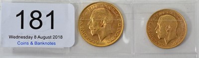 Lot 181 - George V, Sovereign 1911 AEF & half sovereign 1911 Fine+