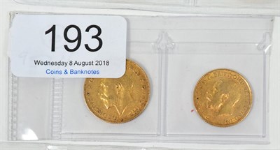 Lot 193 - George V, Sovereign 1911 Fine &amp; half sovereign 1914 GFine