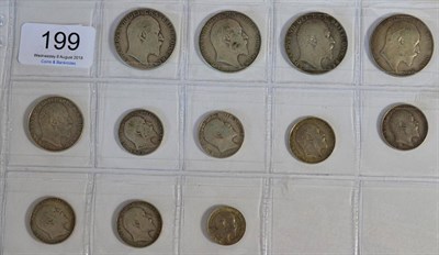 Lot 199 - Edward VII, 12 x Silver Coins comprising: 4 x halfcrowns: 1902, 1908, 1909 & 1910, florin 1909, 6 x