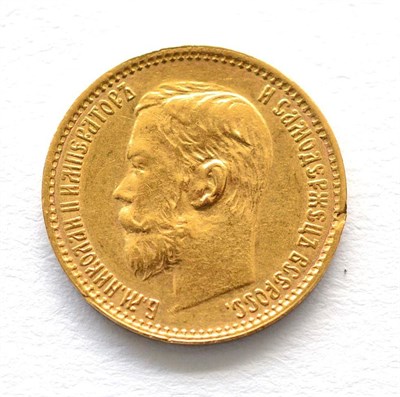 Lot 201 - Russia, Gold 5 Roubles 1898, 4.29g .900 gold; minor obv rim nick at 3 o'clock o/wise good edge...