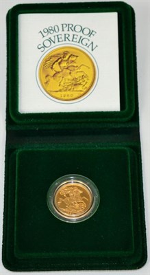 Lot 208 - Proof Sovereign 1980, with cert, in wallet of issue, FDC