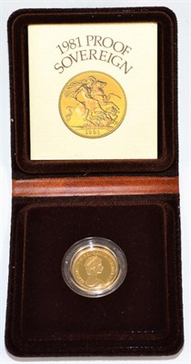 Lot 210 - Proof Sovereign 1981, with cert, in wallet of issue, FDC